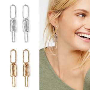 Retro Boho Metal Rectangle Cluster Dangle Earrings